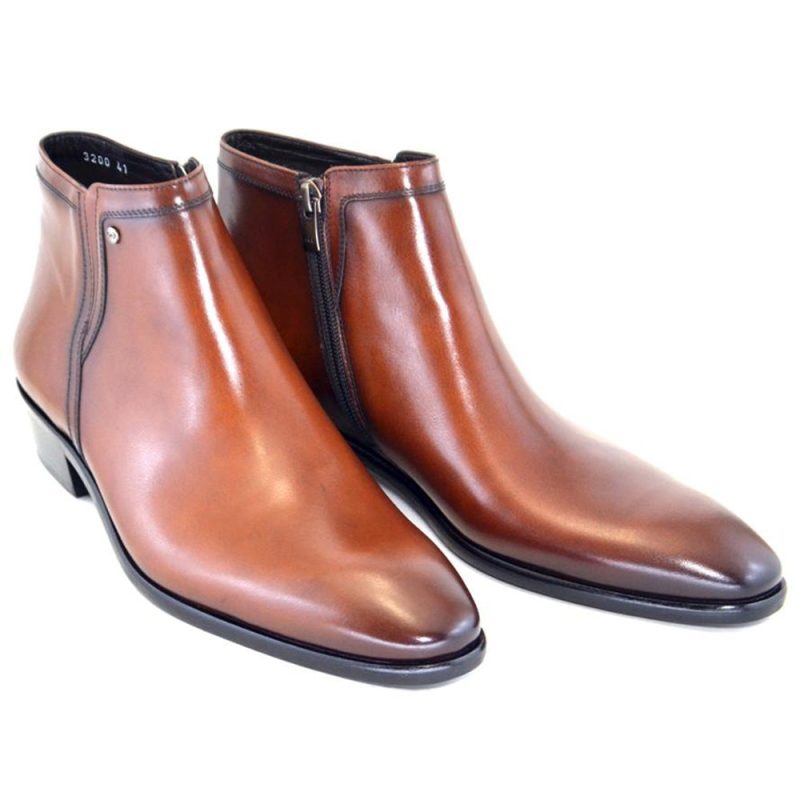 corrente c195 3200hs plain toe side zipper boots cognac 2